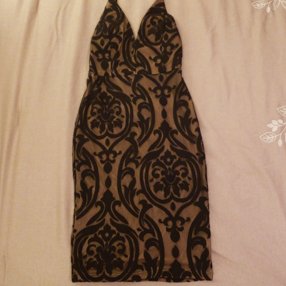 Black & tan sexy dress.